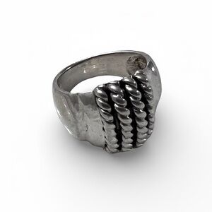 Hallmarked 925 NF Sterling Silver Rope  Band Ring Vintage Statement Size 5.75